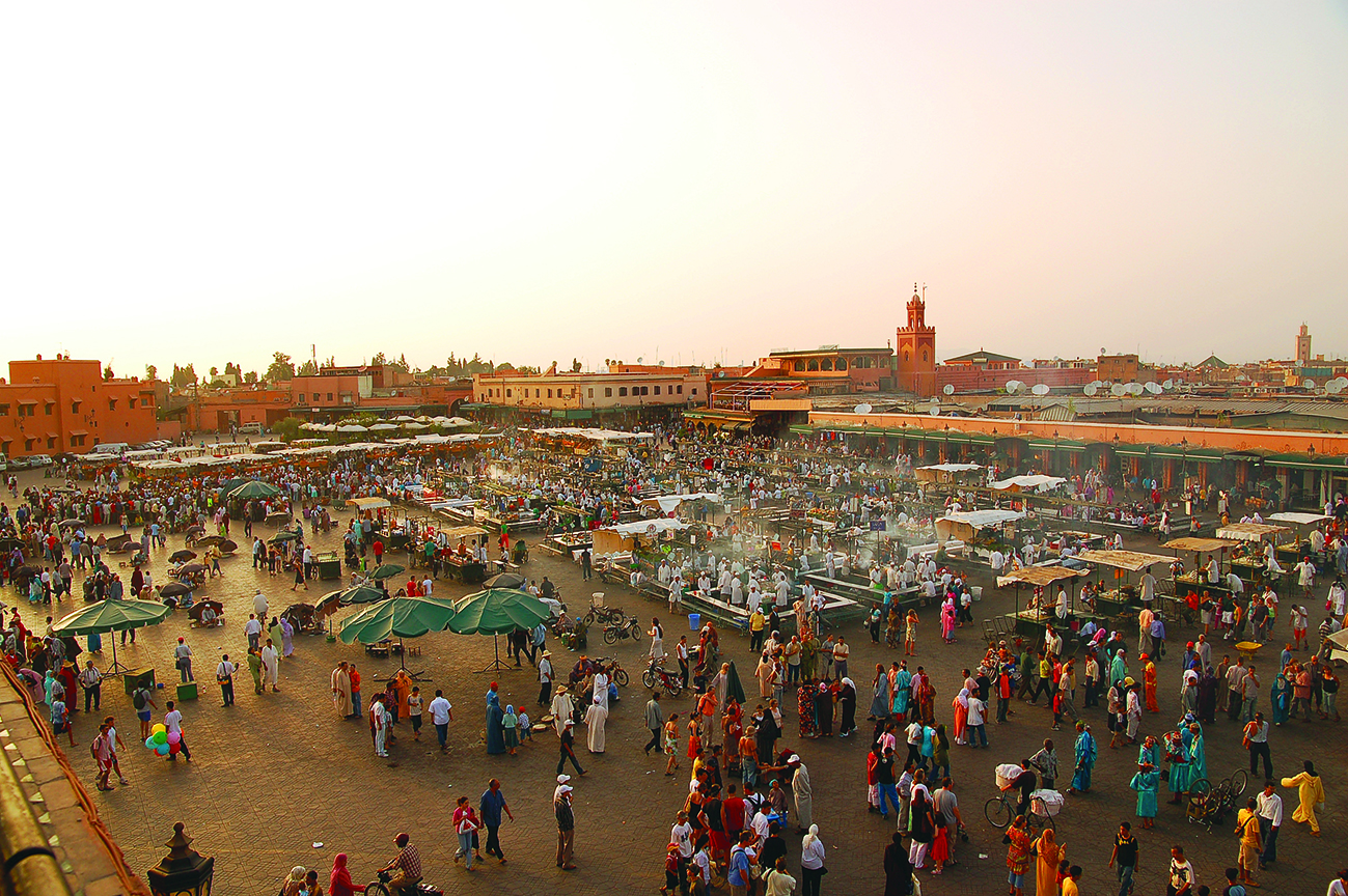 ساحة جامع الفناء العالمية في مدينة مراكش المغربية